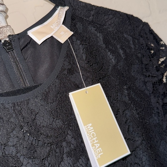 Michael Kors dress Black lined short sleeve zip back size 16 NWT pockets - Picture 3 of 4